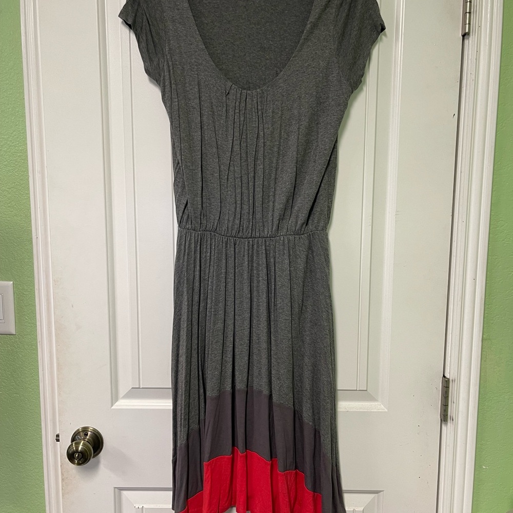 Elegant Gray and Red Women's Dress